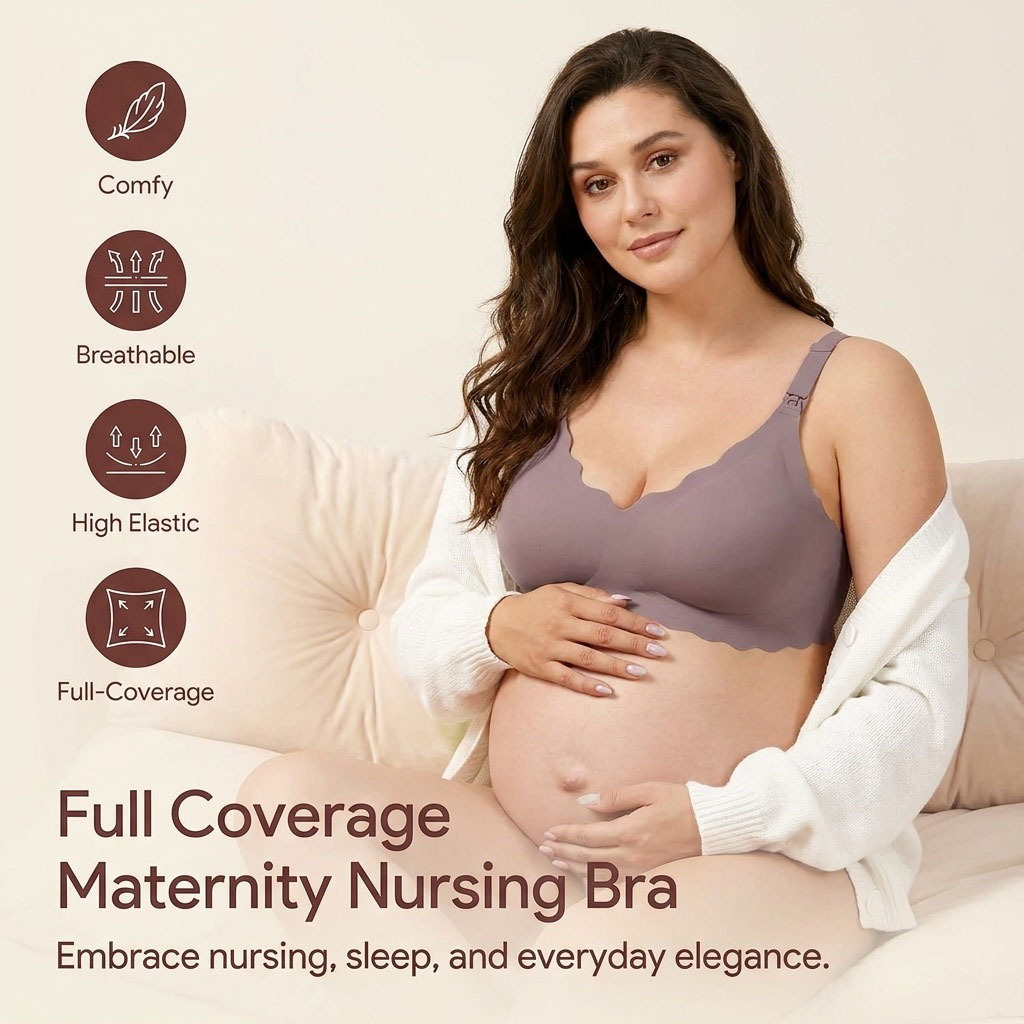 Nursing Bra Sleep - 3XLプラスサイズマタニティ授乳ブラ、フロントスナップ開閉、快適なワイヤレス妊娠ブラ、産後授乳用スリープアンダーウェア