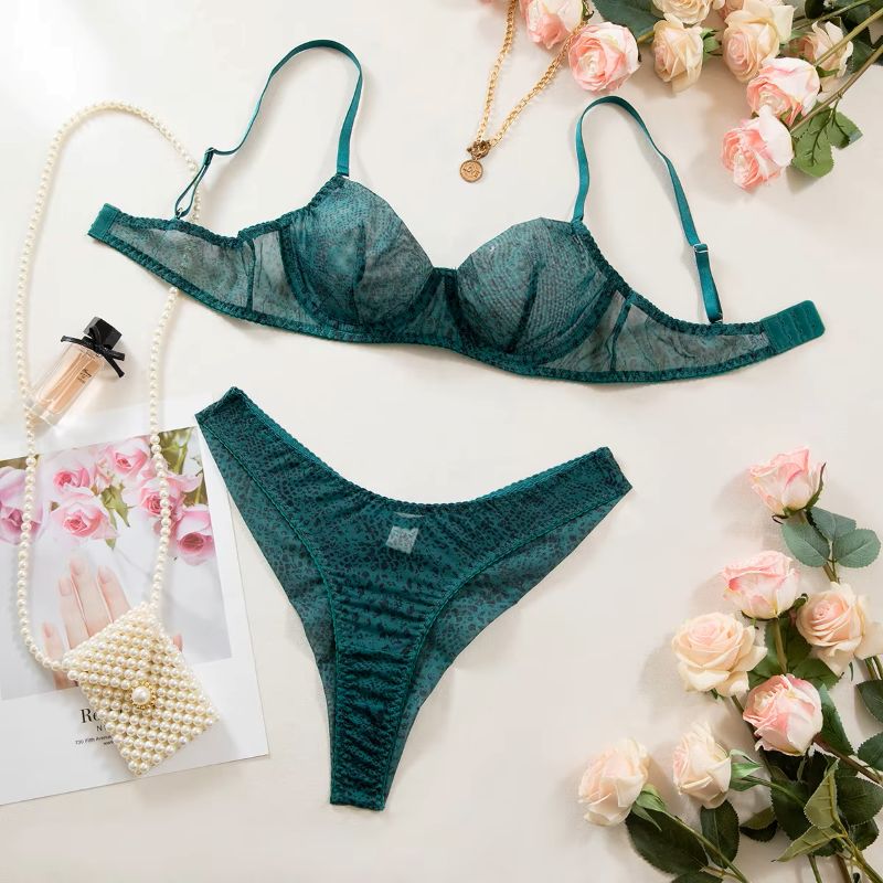 Push Up Bra Padded - 2 ピース/セット女性ランジェリーギャザリング超薄型メッシュ通気性下着セット繊細なブラジャーキットスチールリングプッシュアップブレーブセット