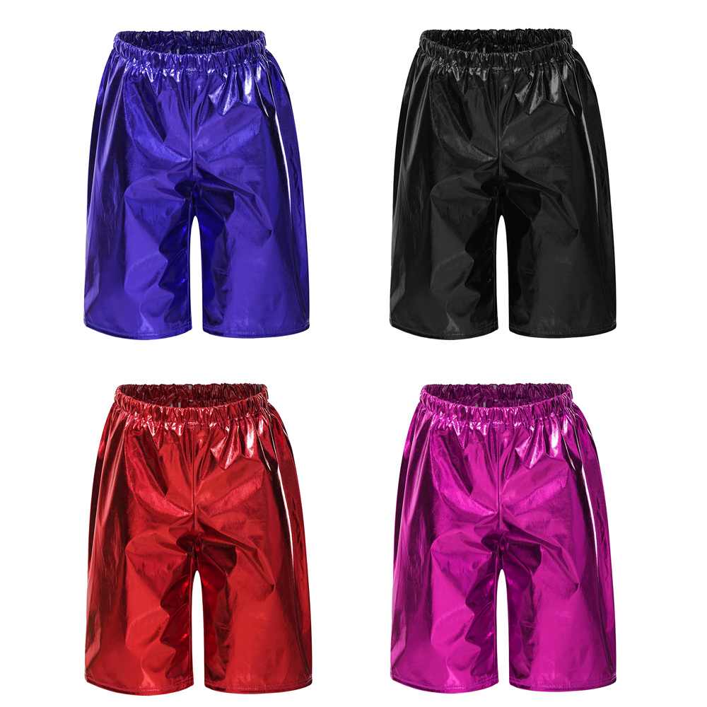 Boyshort Underwear - キッズボーイズメタリック1/2パンツ光沢のある体操ジャズショーツヒップホップコスチュームガールズストリートダンスウェアパンツパーティーステージパフォーマンス