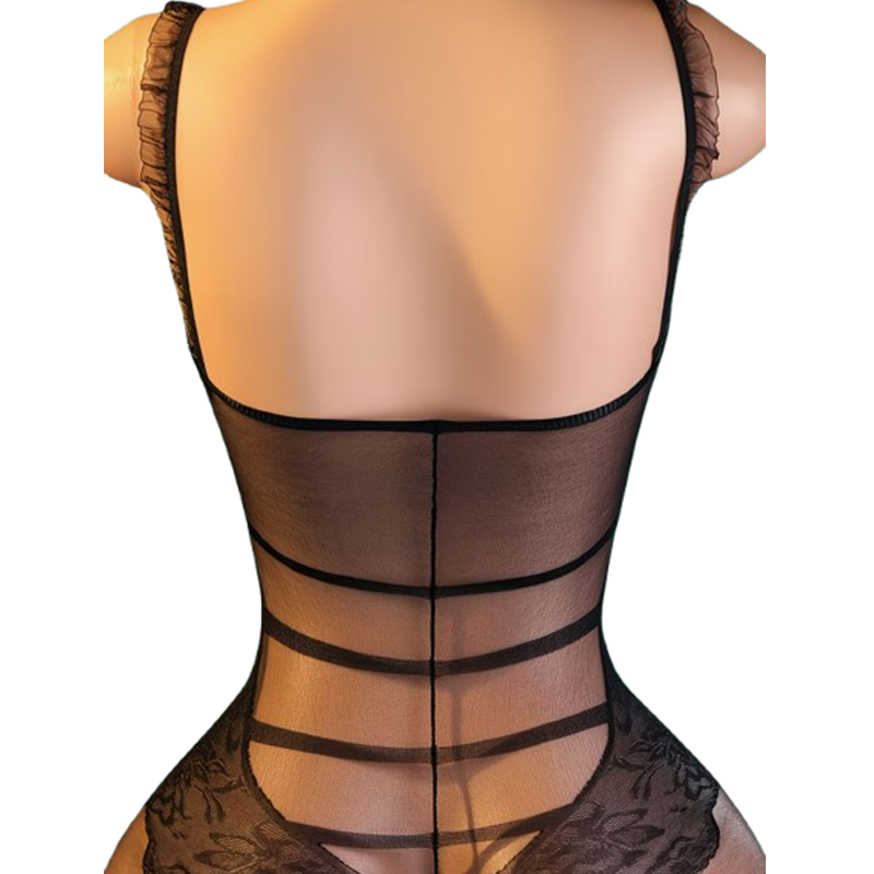 1ピースの黒いレースと透け感のあるメッシュ素材を使用したテデ - Lace Teddy Lingerie のレビューと価格
