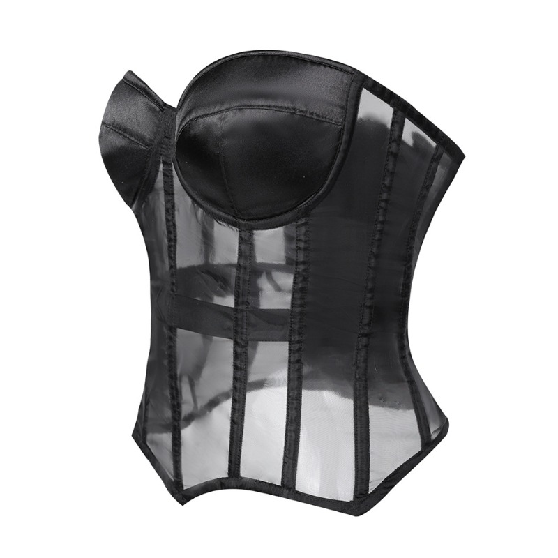 黒のストラップレスメッシュシースルーコルセットトップス、ウエ - Corset Waist Cinch のレビューと価格
