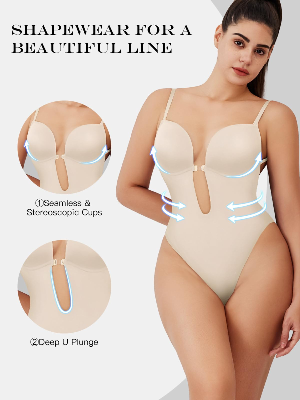 シェイプアップ効果のあるボディスーツ、見えないストラップ、バ - Corset Waist Cinch のレビューと価格