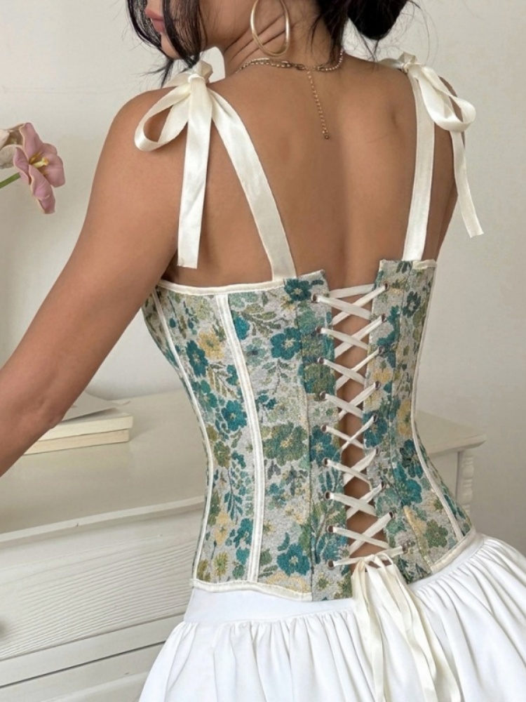 シェスタイル グリーンフラワー柄 コルセット レディース ヴ - Corset Waist Cinch のレビューと価格