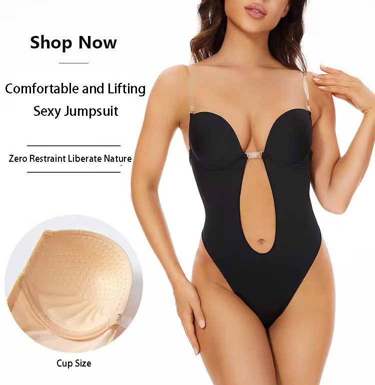 滑り止め接着剤付きバックレスボディシェイパーブラ U字プラン - Push Up Bra Padded のレビューと価格