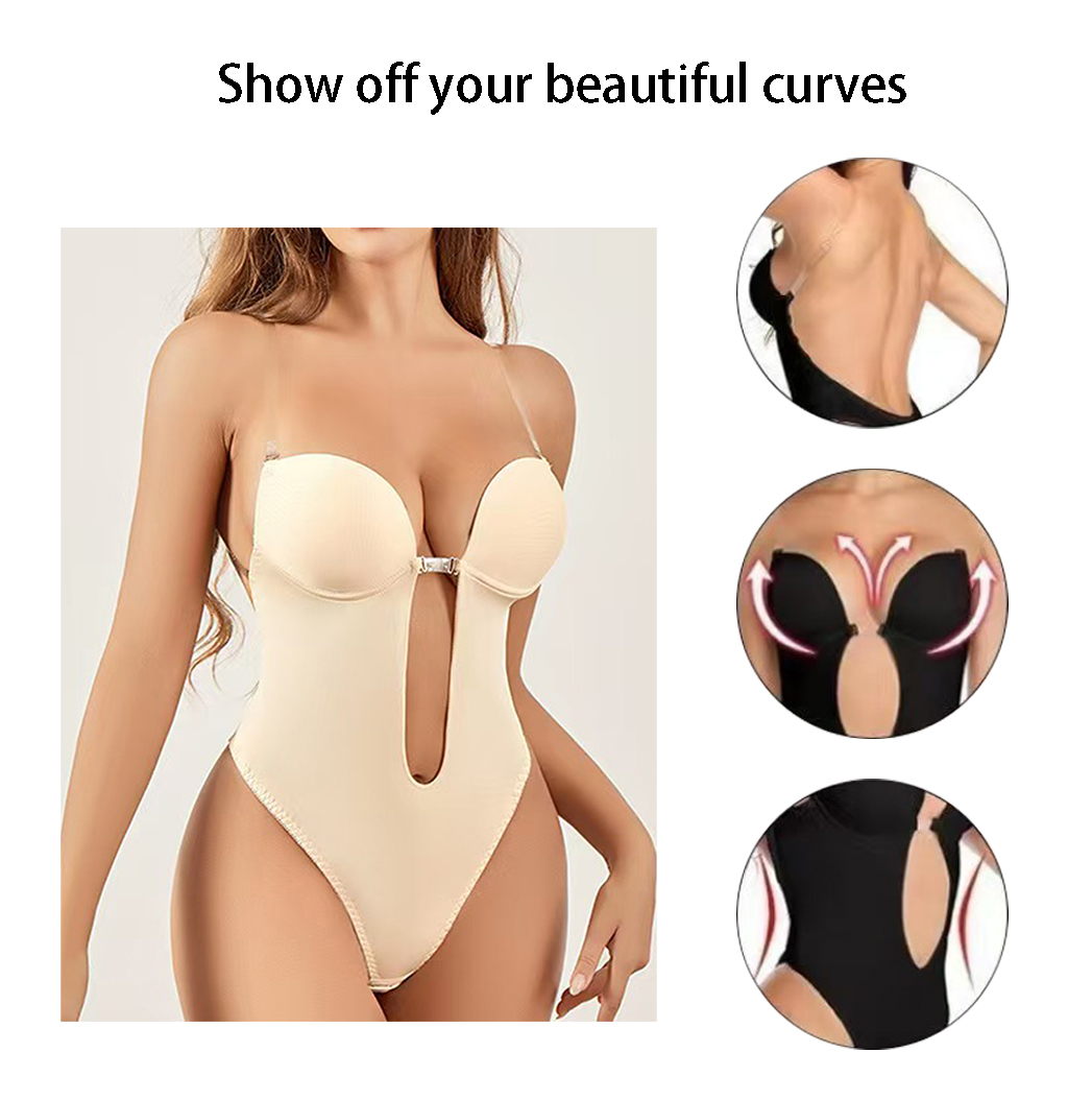 滑り止め接着剤付きバックレスボディシェイパーブラ U字プラン - Push Up Bra Padded のレビューと価格
